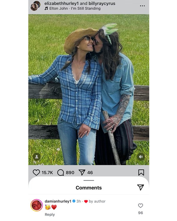 Elizabeth Hurley & Billy Ray Cyrus Hard-Launch Their Relationship on Instagram — Damian Hurley Approves? 5 Elizabeth Hurley